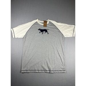 Lazy One‎ Mens 100% Cotton Labrador dog print T-Shirt Grey /Cream Size Large NWT